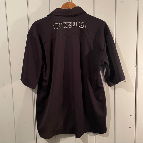 Y2K Suzuki Boulevard Men’s Button Shirt Short Sleeve Gray/Black Mechanic Large - Picture 2 of 8